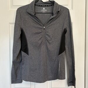 Free Country Free2B‎ Women's Black/Gray Long Sleeve Athletic Active Top 1/4 Zip